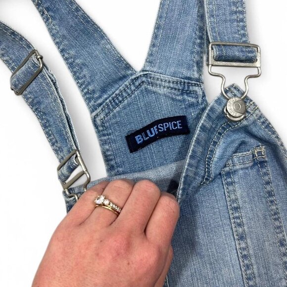 Y2K Blue‎ Spice Denim Overalls Western Preppy Distressed Size 7 - Picture 3 of 5